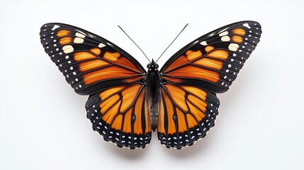 Obraz premium Monarch Butterfly with Intricate Wing Patterns on a White Background.. AI Generated