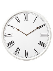 Minimalist White Wall Clock With Roman Numerals And Classic Design Isolated On A Transparent Background