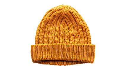 Fototapeta premium Knitted winter cap with pom pom on transparent background