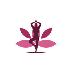 yoga with pink lotus flower background