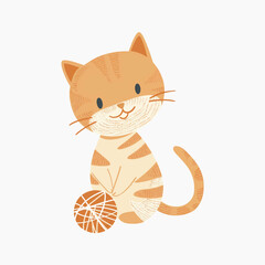 Cute playful kitten illustration