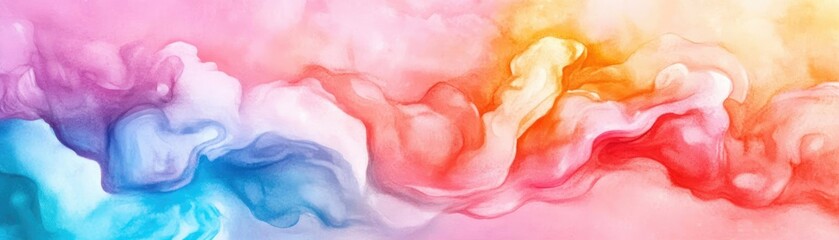 Obraz premium Fluid brush movements, minimal abstract shapes, soft pastel background, gentle watercolor effect, Watercolor style