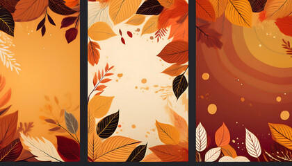  Set of autumn backgrounds with leaves, designed for shopping sales, promo posters, or socia_1(897)