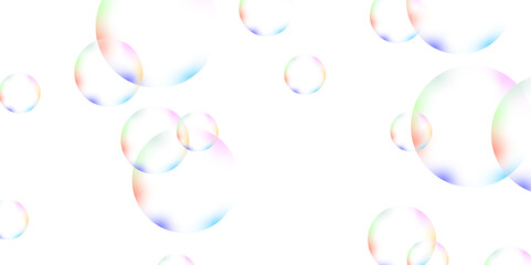 Beautiful circles colorful soap bubbles texture background. Design soap bubbles on a white background. Vector circles template design. white background texture, Xmas, backdrop, lights, wallpaper