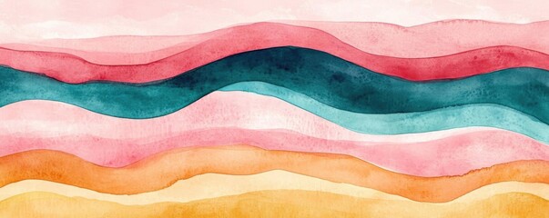 Minimalist fluid brush strokes, subtle curves and lines, abstract design, soft watercolor wash, Watercolor style