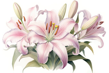 Elegant pink lily flower illustration