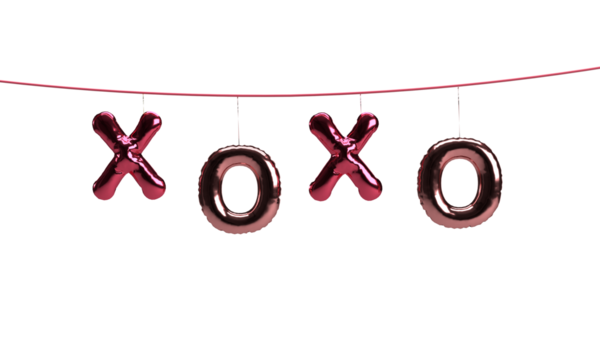 xoxo text balloon pink gradient color love sign symbol decoration ornament happy valentine day romantic 14 fourteen day february month celebration sweet party dicut background party gift hug shiny