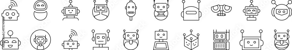 Aufkleber simple linear icon of robot. editable stroke. minimalistic linear pictogram for design of cards, app