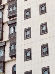 hospitality building viewed from below in the madinah area of Saudi Arabia