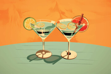 Colorful cocktails on table