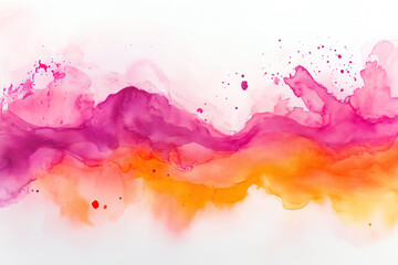 Obraz premium Bright watercolor pink and orange wave