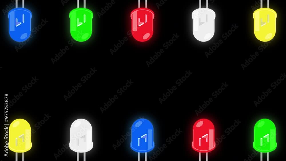 Poster led isometric animation. led semiconductor composition. light emitting diode. electronic component i