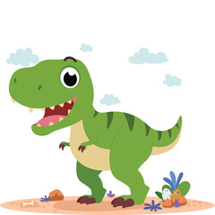 Cute tyrannosaurus dinosaur cartoon background