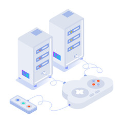 Gaming servers icon in isometric style 

