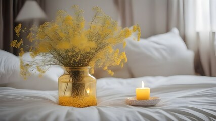 gypsophila on the bed