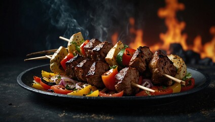 photo of delicious looking grilled meat and vegetable food dish made by AI generative