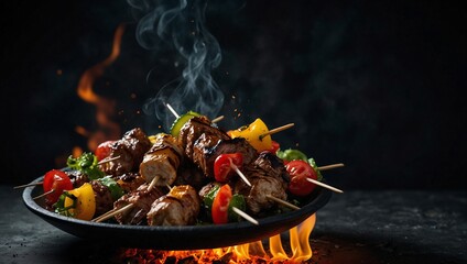 photo of delicious looking grilled meat and vegetable food dish made by AI generative