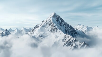 his serene image depicts mist-covered mountains surrounded by lush evergreen trees, with layers of fog cascading through the valleys.