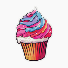 Delicious cupcake pop art sticker illustration