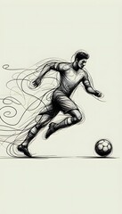 Fototapeta premium Sketch of a football player in motion 