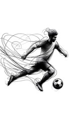 Fototapeta premium Sketch of a football player in motion 