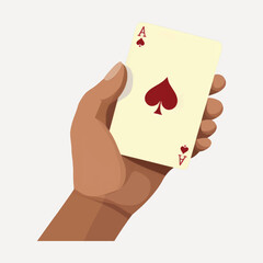 Hand holding ace card