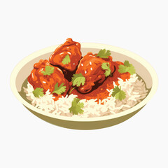 Delicious spicy chicken rice bowl