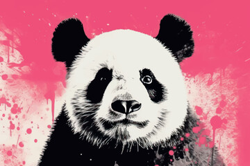 Artistic panda with pink background © Rawpixel.com
