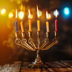 Fototapeta premium Hanukkah menorah symbol of judaism traditional holi