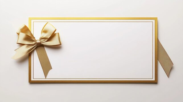A blank gift voucher template with elegant golden borders and space for custom text, isolated on a white background