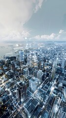 Fototapeta premium Futuristic Digital City Planning with Simulated Virtual Skyline for Urban Development