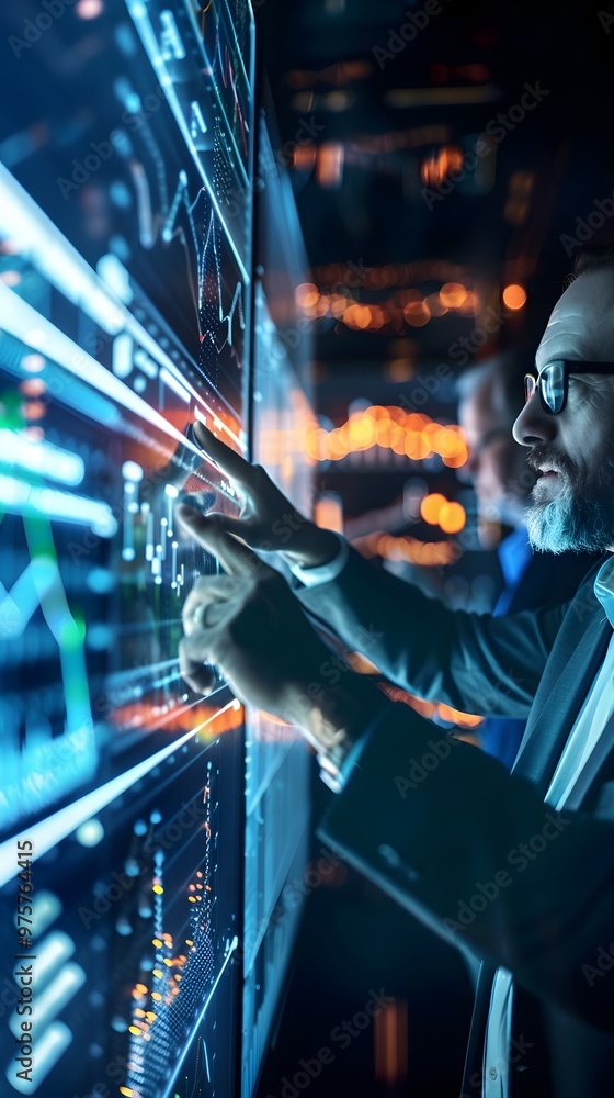 Poster blockchain technology financial analytics dashboard for transparent data review