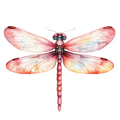 cute Dragonfly watercolor clipart illustration isolated