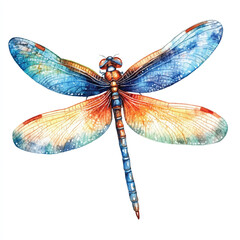 cute Dragonfly watercolor clipart illustration isolated