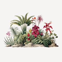 Exotic botanical garden illustration