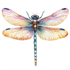 cute Dragonfly watercolor clipart illustration isolated