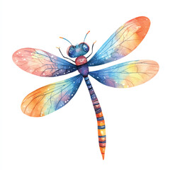 cute Dragonfly watercolor clipart illustration isolated