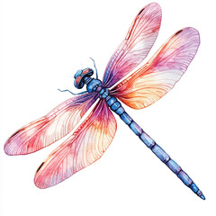 cute Dragonfly watercolor clipart illustration isolated