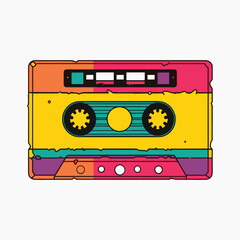 Colorful retro cassette tape illustration