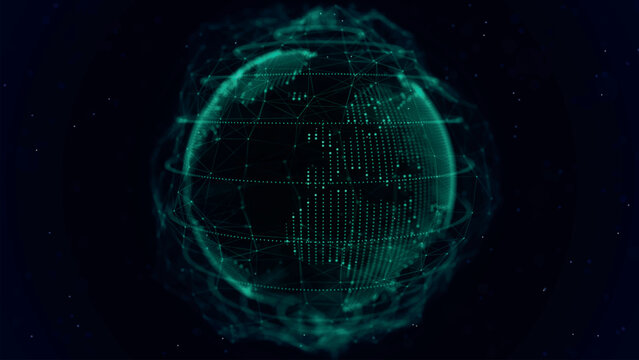 World map point and line composition concept of global business. Global network connection. 3D vector illustration. Earth element