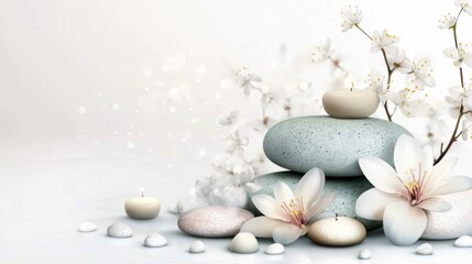 A luxury spa voucher with soft colors and elegant design elements, isolated on a white background