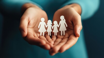 Hands holding a paper family cutout, representing family home, foster care, and World Mental Health Day