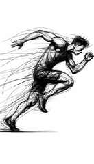 Fototapeta premium Sketch of an athlete in motion