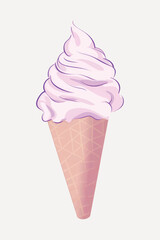 Delicious pink ice cream cone