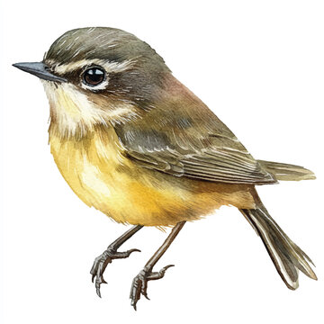 recommend clip art: cute Dusky Warbler watercolor clipart illustration isolated