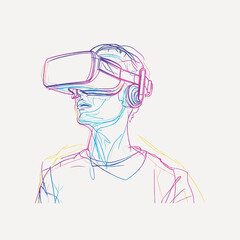Colorful virtual reality headset sketch