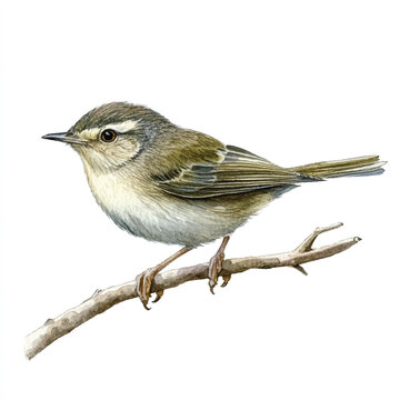 recommend clip art: cute Dusky Warbler watercolor clipart illustration isolated