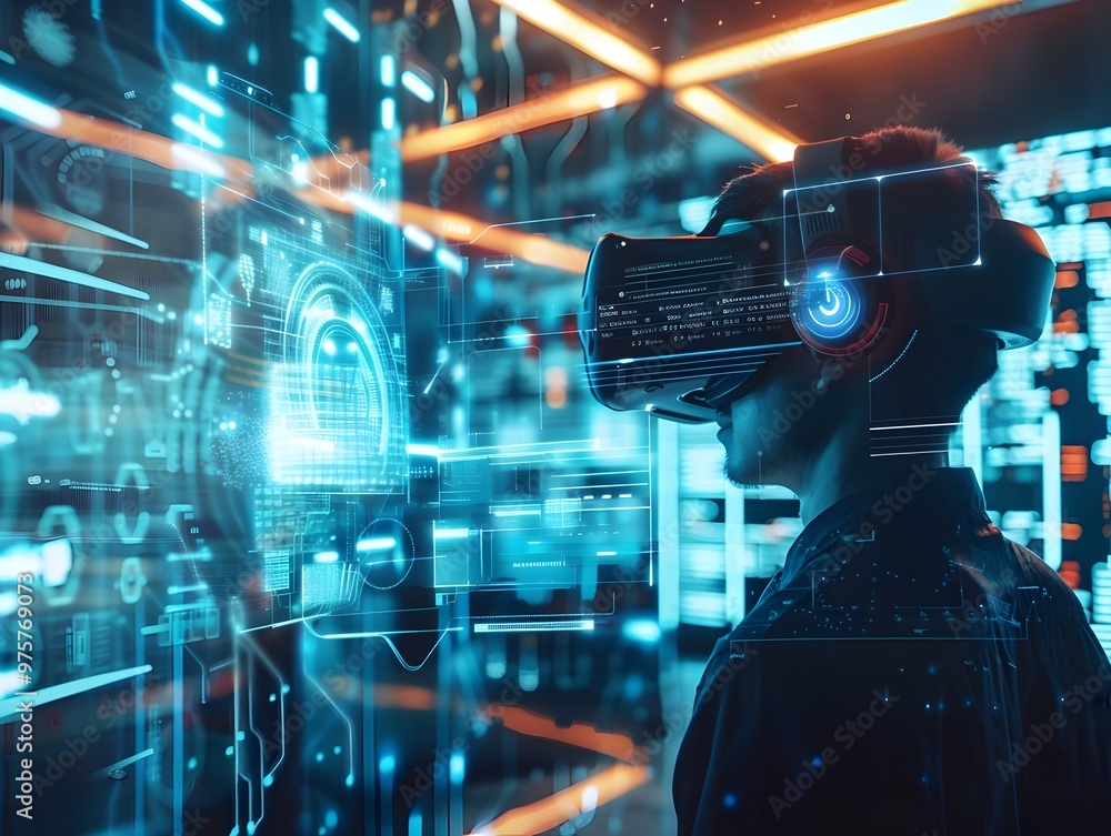 Poster virtual reality cybersecurity environment combating evolving threats with advanced systems