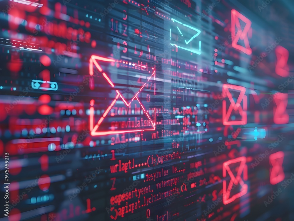 Poster simulated cybersecurity alert screens with deceptive phishing emails and security warnings
