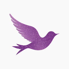 Purple glitter bird silhouette